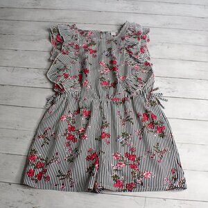 Falls Creek Girl's Floral Romper Size XL 14 16 Summer Shorts Jumpsuit